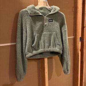 Mint Green Fleece crop with Half-Zip